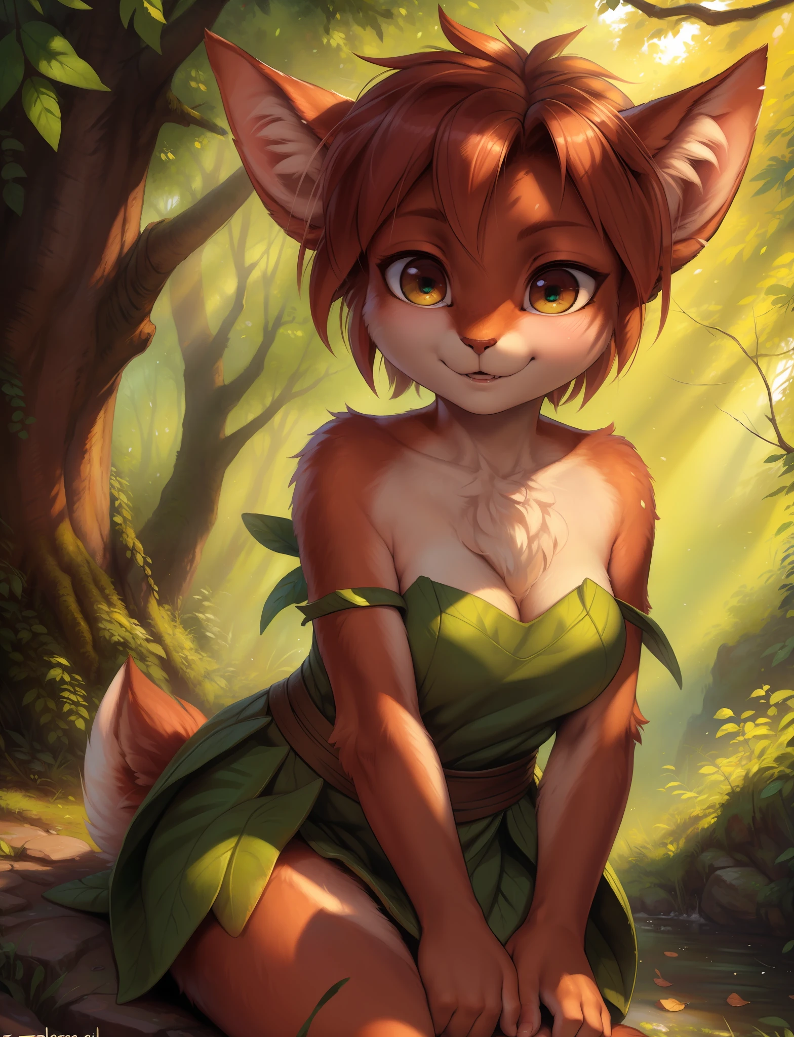 por kenket, por totesfleisch8, (por thebigslick, por SilverFox5213:0.8), (por syuro:0.2), elora peluda, detailed and extremely pelusay body fur, pelusa, obra maestra, mirando hacia un bello entorno, antecedentes detallados, Feliz, vestido de hoja, (subido en e621,8K, foto cruda, Alta resolución,alta calidad), ((obra maestra)), femenino, (usar camisa y sin fondo), (vista frontal), (iluminación cinematográfica), contraluz, (sombreado), antecedentes detallados, by dagasi, (by personalami), [by Ruan Jia], Fotorrealista, Híper realista,