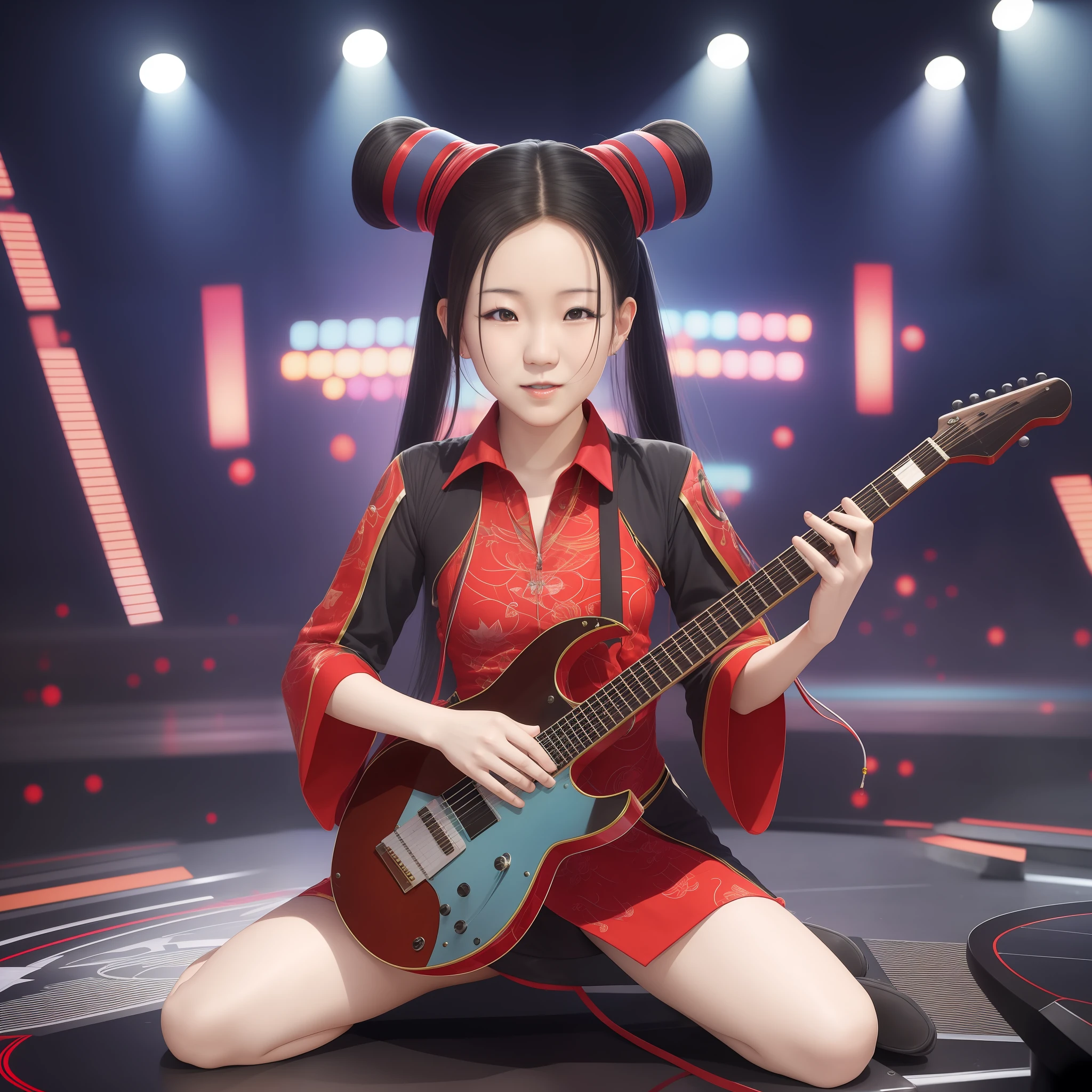 With teleportation technology, Amai Liu is able to perform in multiple locations simultaneously. While playing on a stage, her image is broadcast to other cities and countries, allowing her to create a global musical experience for her fans around the world.