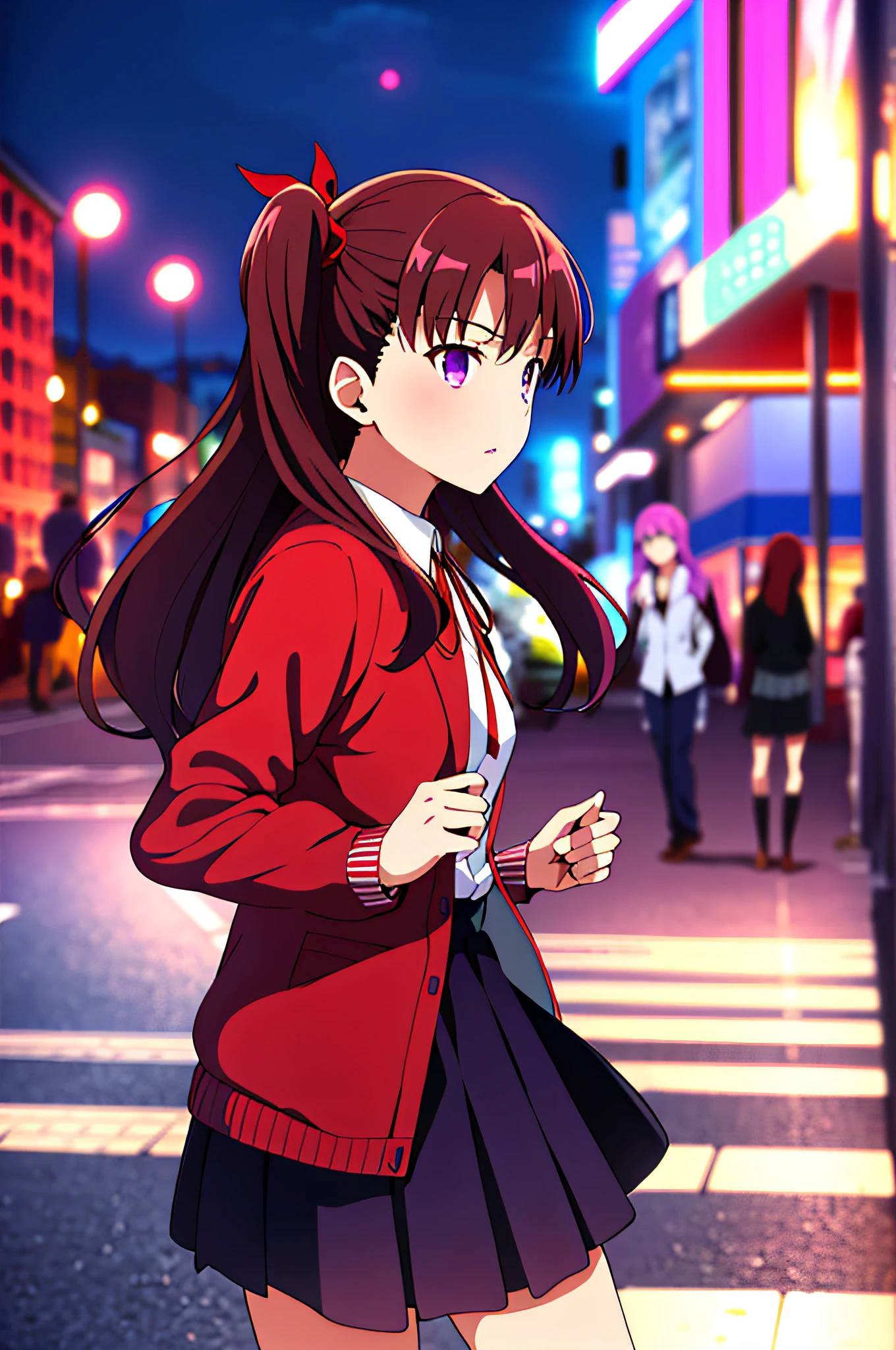 (chanson représentative: 1.4), (Meilleure qualité: 1.4), Rin Tohsaka et Sakura Magiri font du shopping ensemble,
((Mato Sakura:1.2), yeux violets, cheveux violets, ruban, hair ruban, Uniforme Homurahara Gakuen, veste marron, cheveux longs, red ruban)), ((Tohsaka Rin), frange, black jupe, yeux bleus, cheveux bruns, tir de cow-boy, du côté, cheveux longs, manches longues, regardant de côté, parted frange, lèvres entrouvertes, pleated jupe, red Pull-over, signature, jupe, seulement, Pull-over, deux côtés vers le haut ,))
Haut du corps, regarde le spectateur,
Ville, Villescape, Ciel, nuit