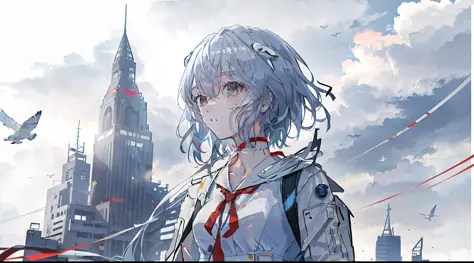 best quality,highly detailed,masterpiece,ultra-detailed,solo,1girl,(white background:1.5),(Delicate eyes),ayanami_rei,building, ...