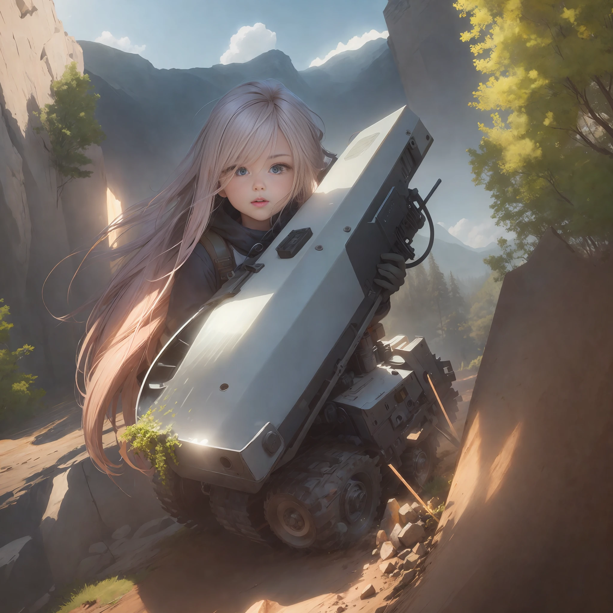 ((Heavy Equipment)))), Big Sky, One Girl, Forest, Gradient Hair, Hair Between Eyes, Ahoge, Age:16, Beauty Face, White Niso, (Ultra Fine CG Unity 8k Wallpaper), (Masterpiece), (Best Quality), (Ultra Detail), (Best Illustration), (Best Shadow), (Ultra-Fine and Beautiful), Dynamic Angle, (Ultra-Fine CG Integrated 8k Wallpaper), (Masterpiece), (Best Illustration), (Best Shadow), ( ultra-fine and beautiful), dynamic angle