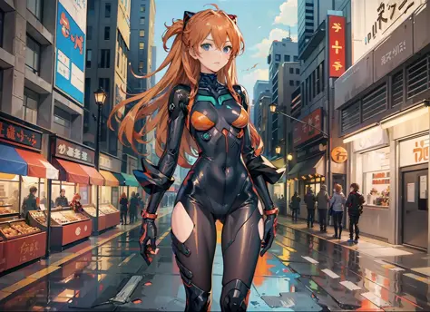 ((masterpiece,best quality, detailed)), full body, night, cityscape, souryuu asuka langley, interface headset, multicolored body...