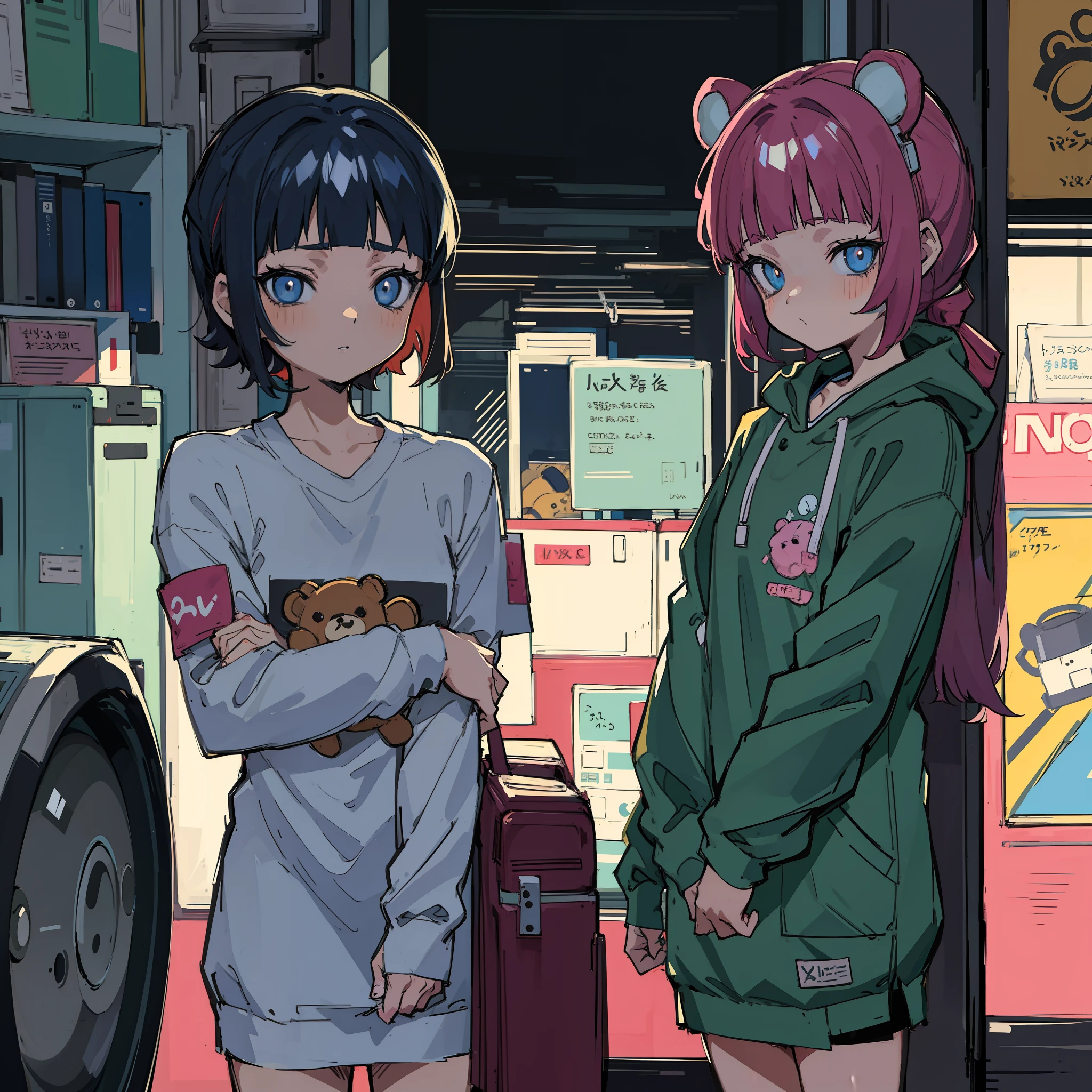 anime girl holding a teddy bear in front of a washing machine, 9 0 s anime aesthetic, in a laundry mat, anime aesthetic, lofi girl aesthetic, lo fi colors, lain serial experiments, lo fi, lofi girl, lofi aesthetic, lofi artstyle, serial experiments lain, lofi colors, 8 0 s anime vibe, lo-fi art