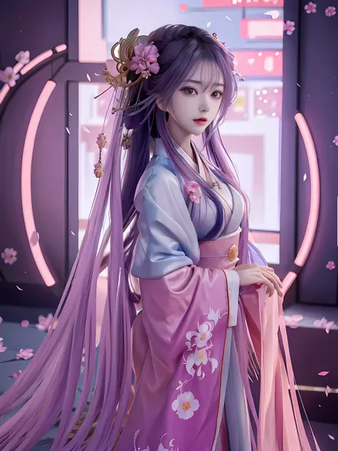 anime girl in a pink dress with a flower in her hair, artwork in the style of guweiz, trending on cgstation, palace ， a girl in ...