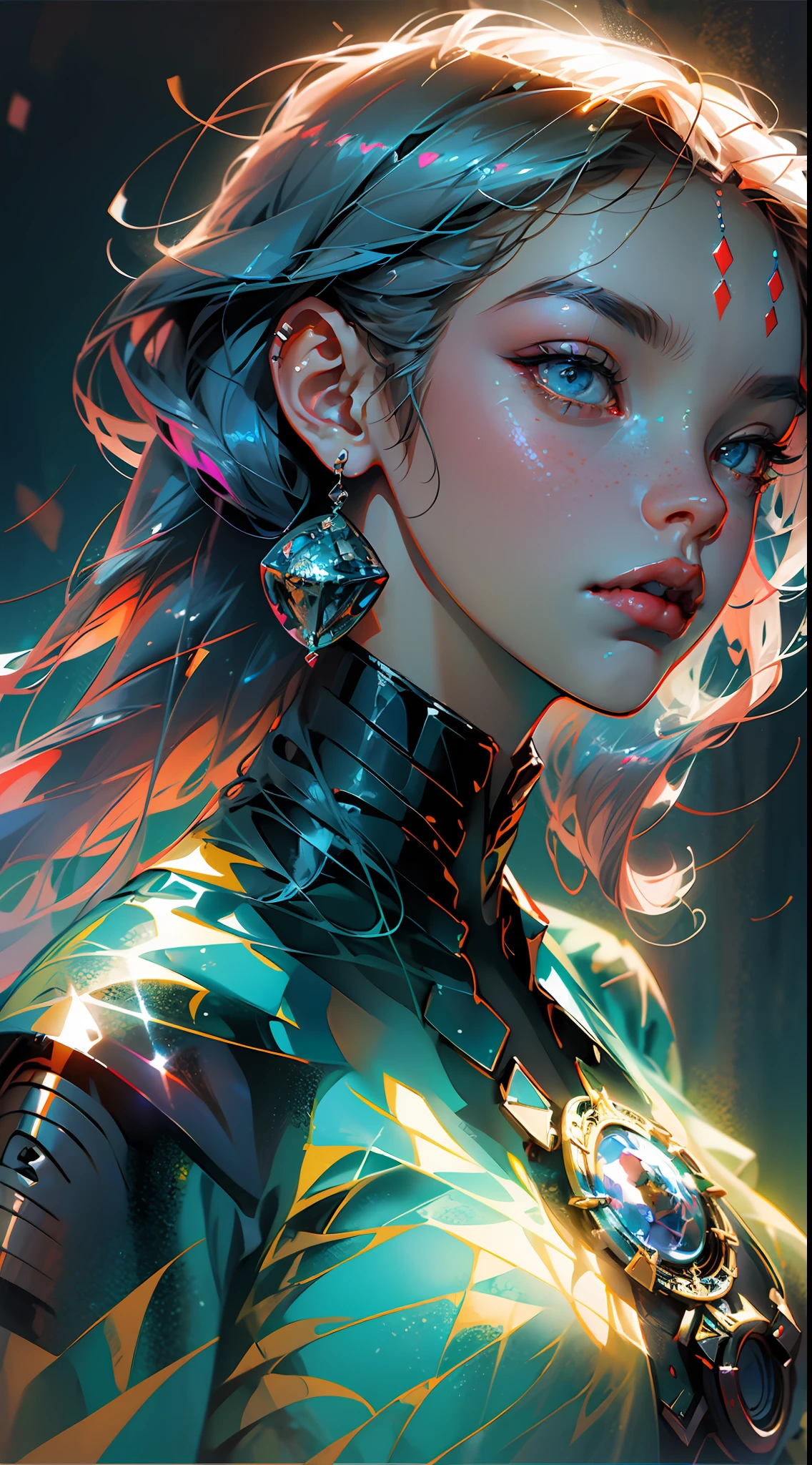 a closeup of a woman with a futuristic body and head, Beautiful Sci Portrait - Being a Girl, Sci-Be Digital Art, Futuristic Digital Art, Beautiful Digital Art, Cyborg Goddess in the Cosmos, Highly Detailed Digital Art in 4k, WLOP. Scifi, 4K Digital Art, inspired by Marek Okon, 8 0's tomasz style alen kopera