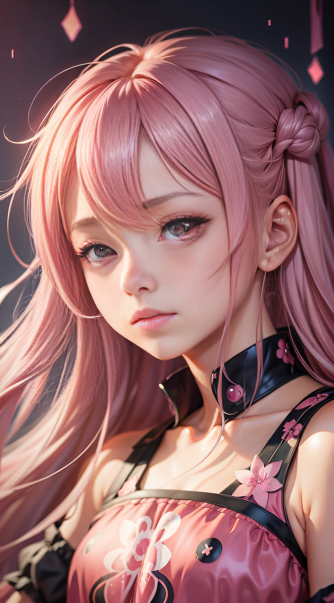 anime girl with long hair and pink dress looking at camera, smooth anime cg art, anime. soft lighting, soft anime illustration, beautiful anime portrait, kawaii realistic portrait, portrait anime girl, cute anime girl portraits, cute anime girl portrait, beautiful anime girl, artwork in the style of guweiz, detailed digital anime art, cute anime girl