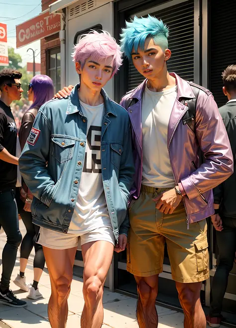 Tumblr male influencer, teen, Asian, Brazilian, lilac hair
