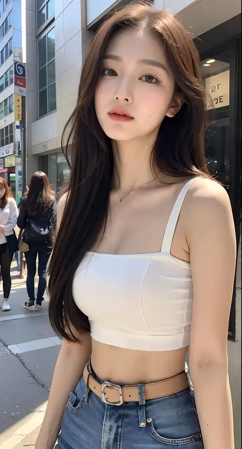 (1 Korean star with royal sister style), ((best quality, 8k, masterpiece: 1.3)), focus: 1.2, perfect body beauty: 1.4 , (funny expression), (night street: 1.3), highly detailed face and skin texture, fine eyes, double eyelids, whitened skin, (air bangs: 1....