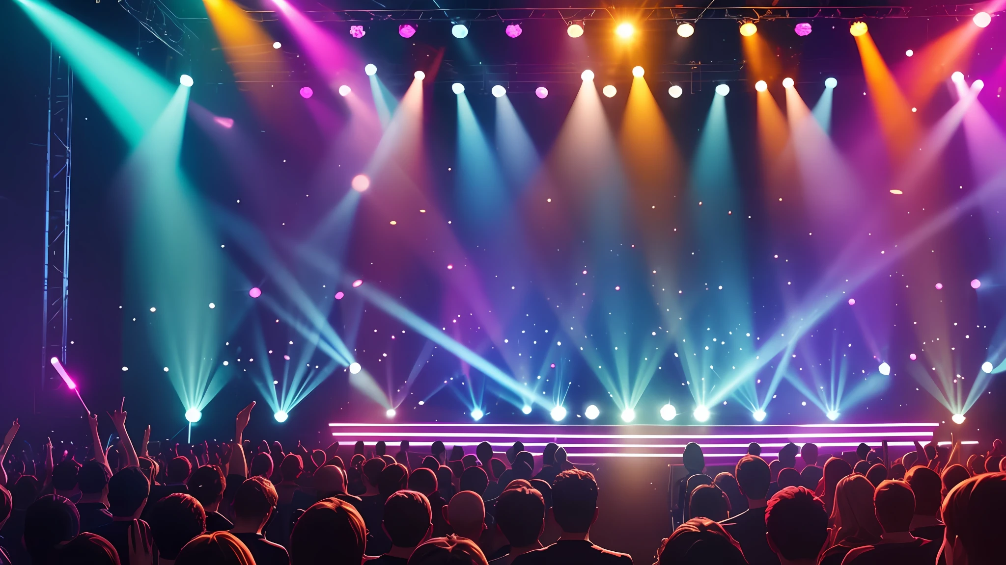 a stage with lots of light, first view, glow, masterpiece, high quality