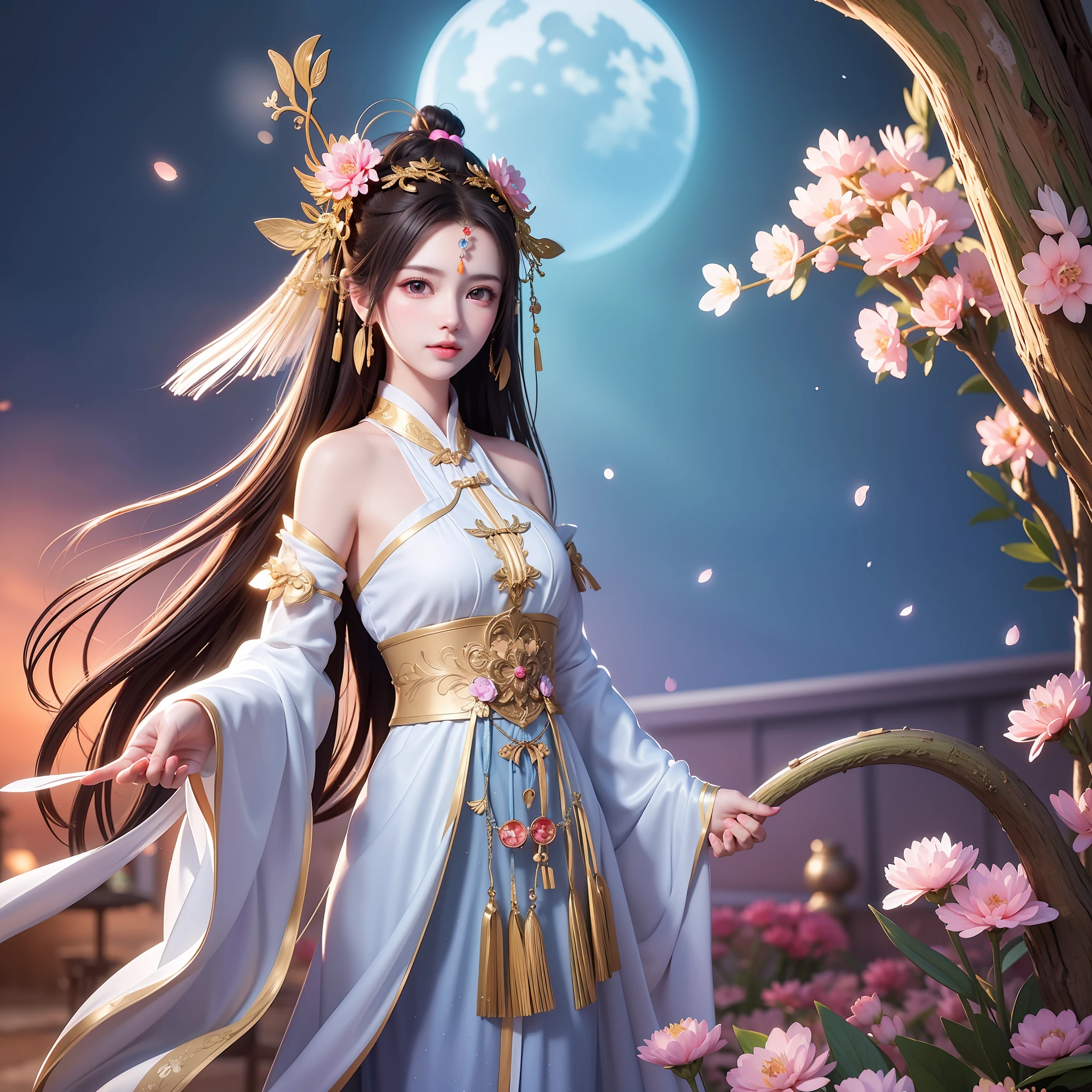 (8k, RAW photo:1.2),best quality, ultra high res,dramatic angle,(fluttered detailed color splashs), (illustration),(((1 girl))),(long hair),(rain:0.9),(hair ornament:1.4),there is an ancient palace beside the girl,chinese clothes,(focus on), color Ink wash painting,(color splashing),colorful splashing,(((colorful))),(sketch:0.8), Masterpiece,best quality, beautifully painted,highly detailed,(denoising:0.6),[splash ink],((ink refraction)), (beautiful detailed sky),moon,highly,detaild,(masterpiece, best quality, extremely detailed CG unity 8k wallpaper,masterpiece, best quality, ultra-detailed),(Lycoris radiata),