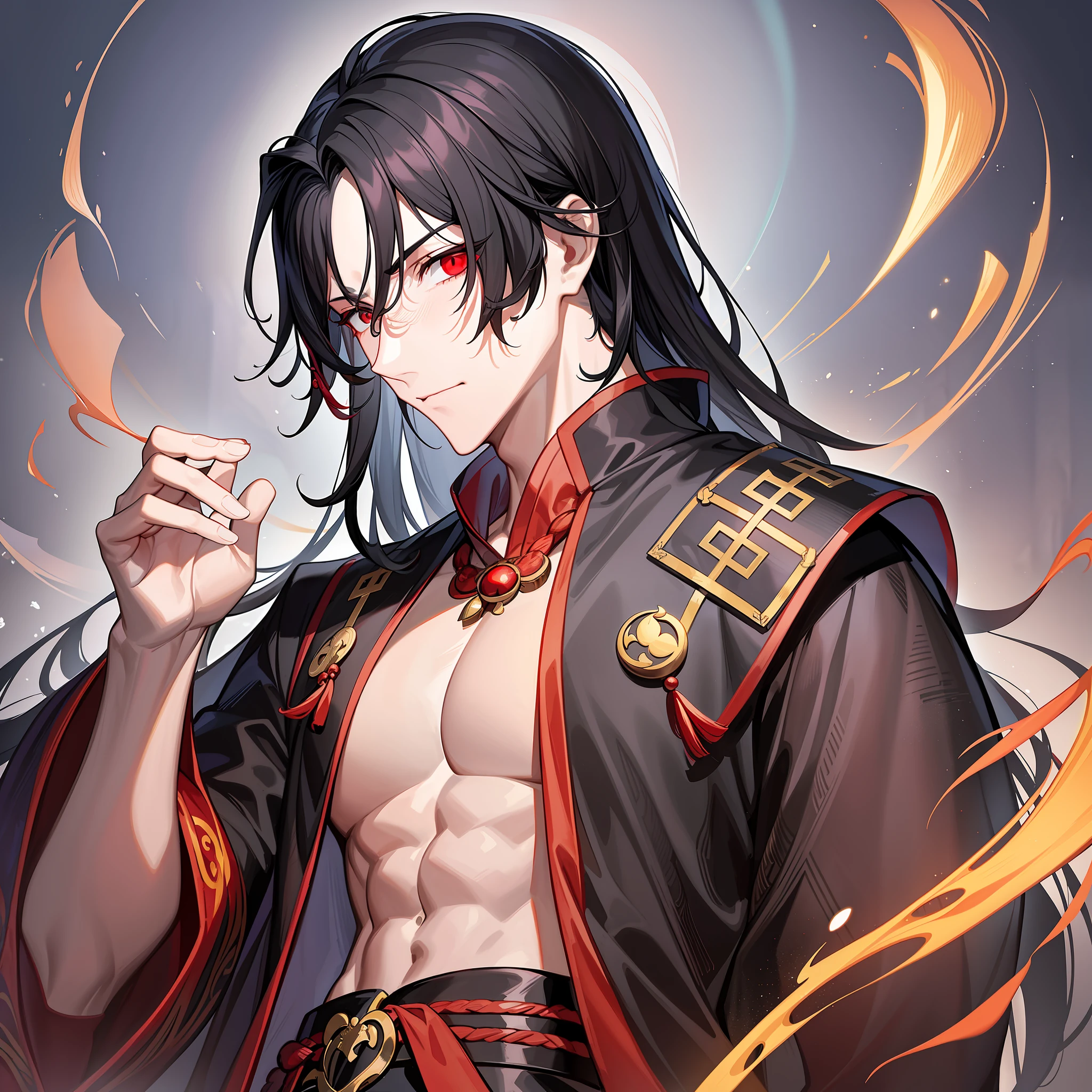 A black-haired Taoist priest wearing a red Taoist robe walked over, his gaze sharp and deep, as if he could see through the depths of people's hearts. His face is extraordinarily handsome, and although he does not have a beard, he looks a little calm.