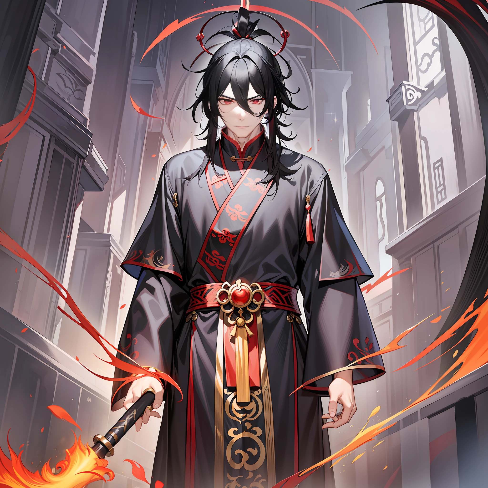A black-haired Taoist priest wearing a red Taoist robe walked over, his gaze sharp and deep, as if he could see through the depths of people's hearts. His face is extraordinarily handsome, and although he does not have a beard, he looks a little calm.