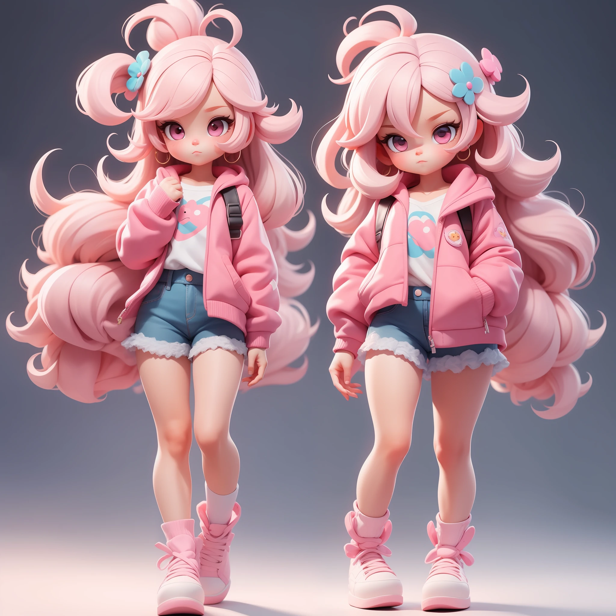 a super cute girl, full body, dreamy cute hair accessoriesPopmart Blind Box, IP design, clean and bright background3D rendering, OC rendering, 8k, soft focus, fine Glossysuper detail --ar 3:6 50 --q 2 --niji 5 --style expressive --s 2