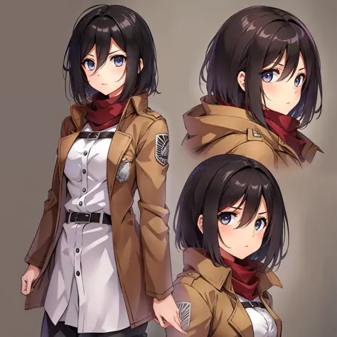 girl, meme reaction style, mikasa ackerman