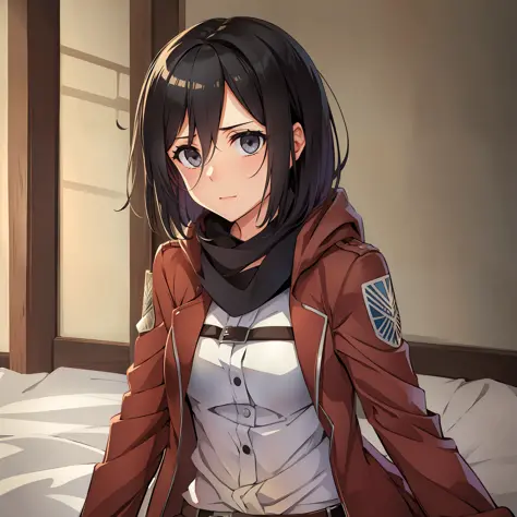 girl, meme reaction style, mikasa ackerman