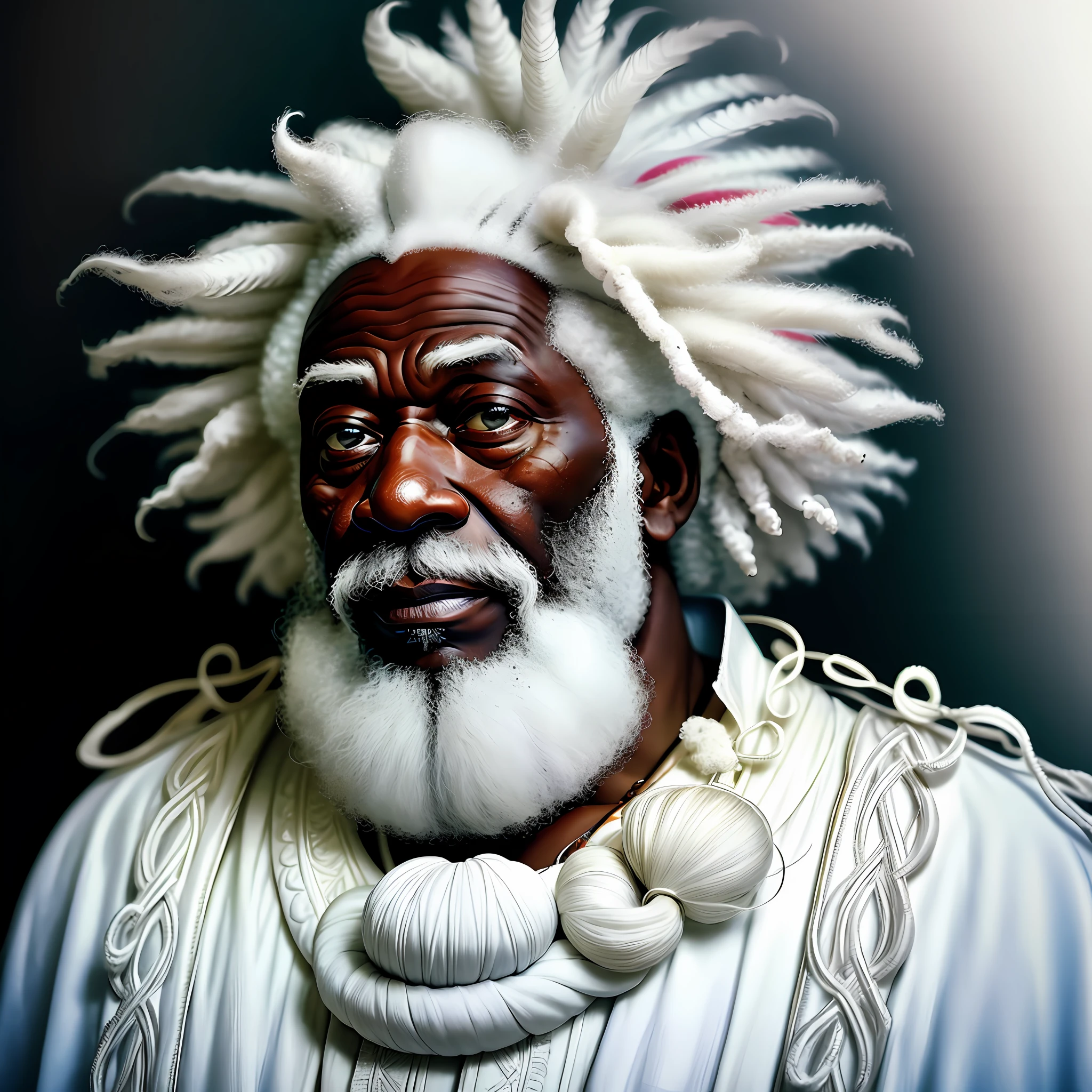 Arafed man with dreads and a white beard and white shirt - SeaArt AI