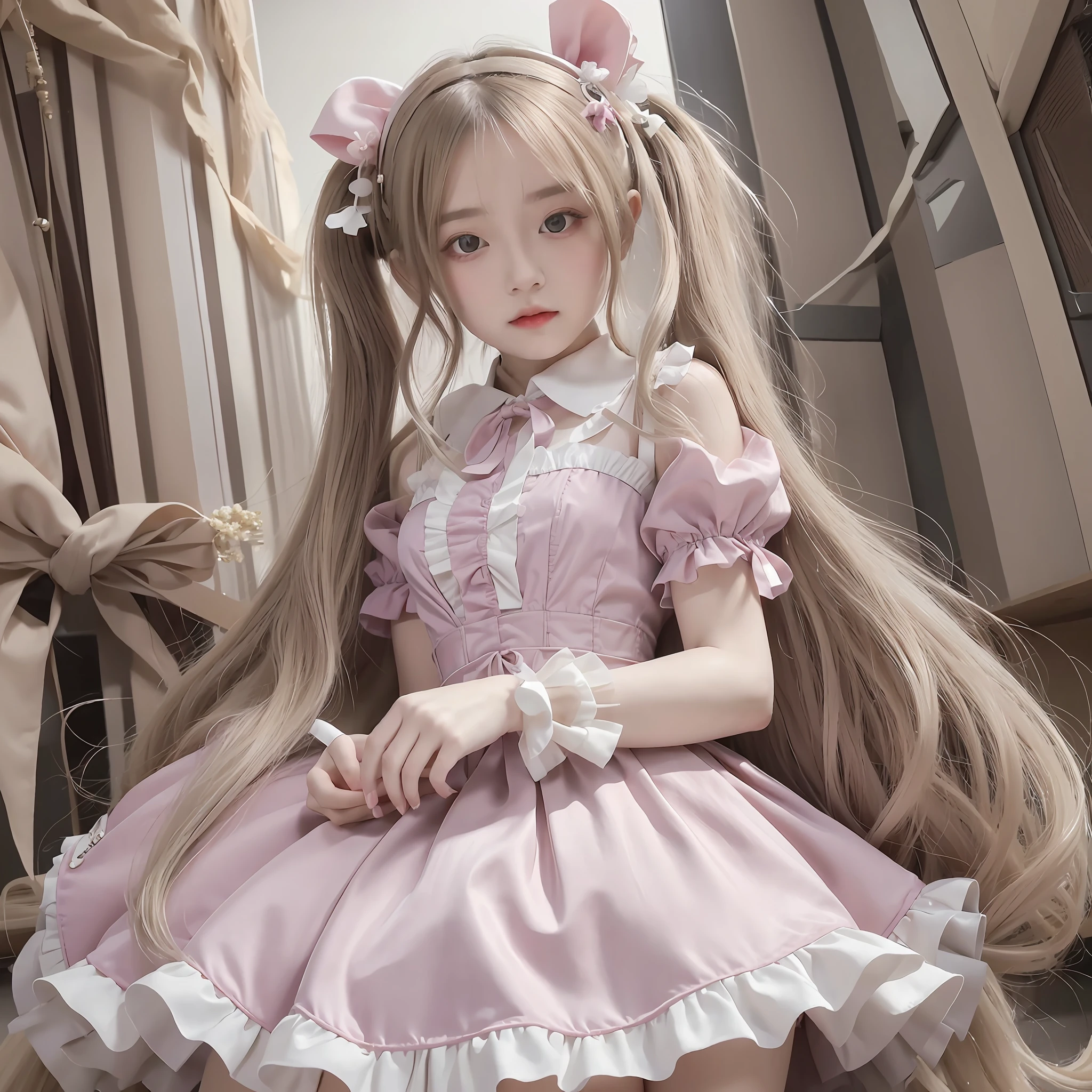 masterpiece, best quality, 1girl, solo, voxel art,
nuclear powerplant, white girl,
ivory hair, mauve eyes, upset,
absurdly long hair, low twintails,
cake dress, trim dress,
ribbon, Plant Hair Ornament , Pearls, Arm cuffs,
classic, medieval, noble