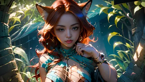 ((a fox girl)), (nsfw:1.2), open, (red hair:1.2), fox ears, exposed shoulder, exposed cool chest, open clothes, hand-made clothes, torn, exposed chest tip, (highly detailed CG Unity 8k wallpaper), (work- prime), (Best Quality), (Super Detailed), (Best Illu...