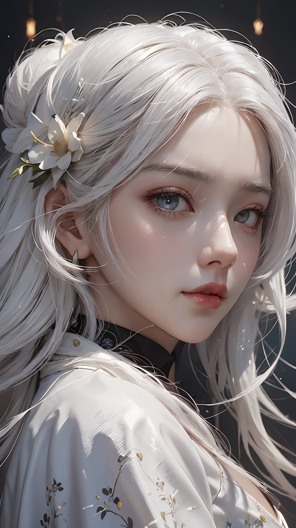 a close up of a woman with white hair and a white mask, beautiful character painting, guweiz, artwork in the style of guweiz, white haired deity, by Yang J, epic exquisite character art, stunning character art, by Fan Qi, by Wuzhun Shifan, guweiz on pixiv artstation --auto --s2