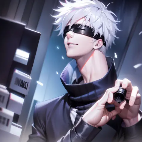 anime man with white hair and black glasses, best anime 4k konachan wallpaper, ken kaneki, ken kaneki, he wears an eye patch, ze...