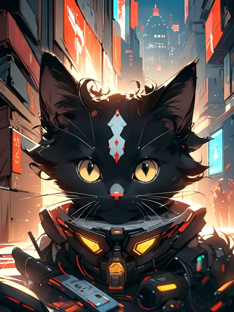 MG mao,Exquisite visuals,high-definition,masterpieces,a cat, cyberpunk, sci-fi, cinematic lighting, Face Close-up