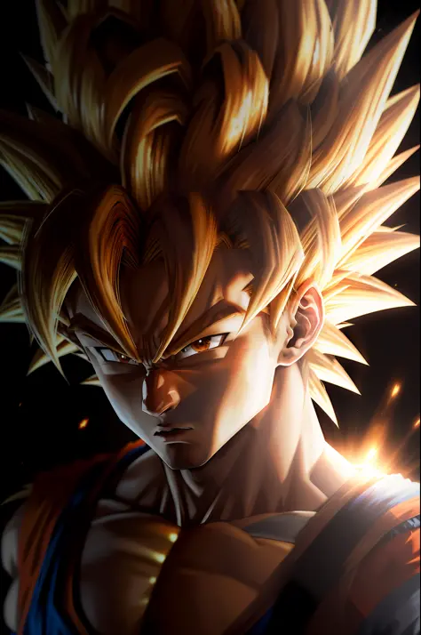Masterpiece, best quality, Goku, Super Saiyan, blonde hair