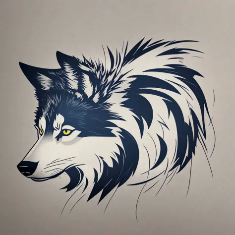 logo, wolf, happy, icon, brand, drawing, lines, childish, simple, style, few strokes, brushstrokes, trademark --auto --s2