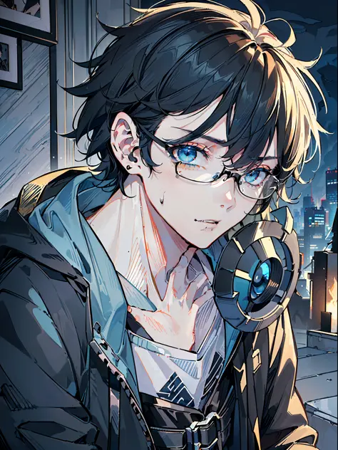 CUTE - ANIME BOY - GLASSES - WALL ART by Ogama Industries