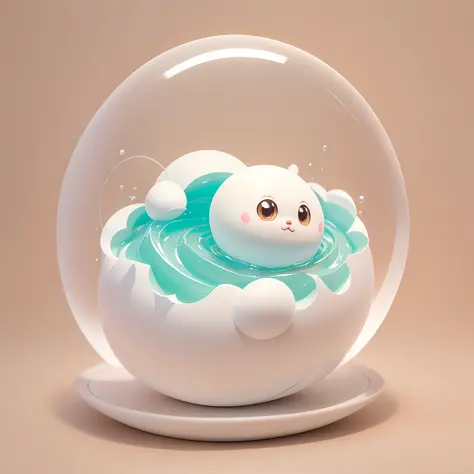 A creature, cute, white, spherical, floating --auto --s2