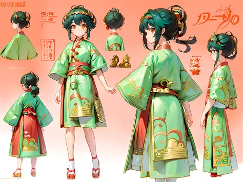 Anime character of a woman in Hanfu ancient Chinese costume, wearing long and fluent clothes, beautiful anime character design, ...