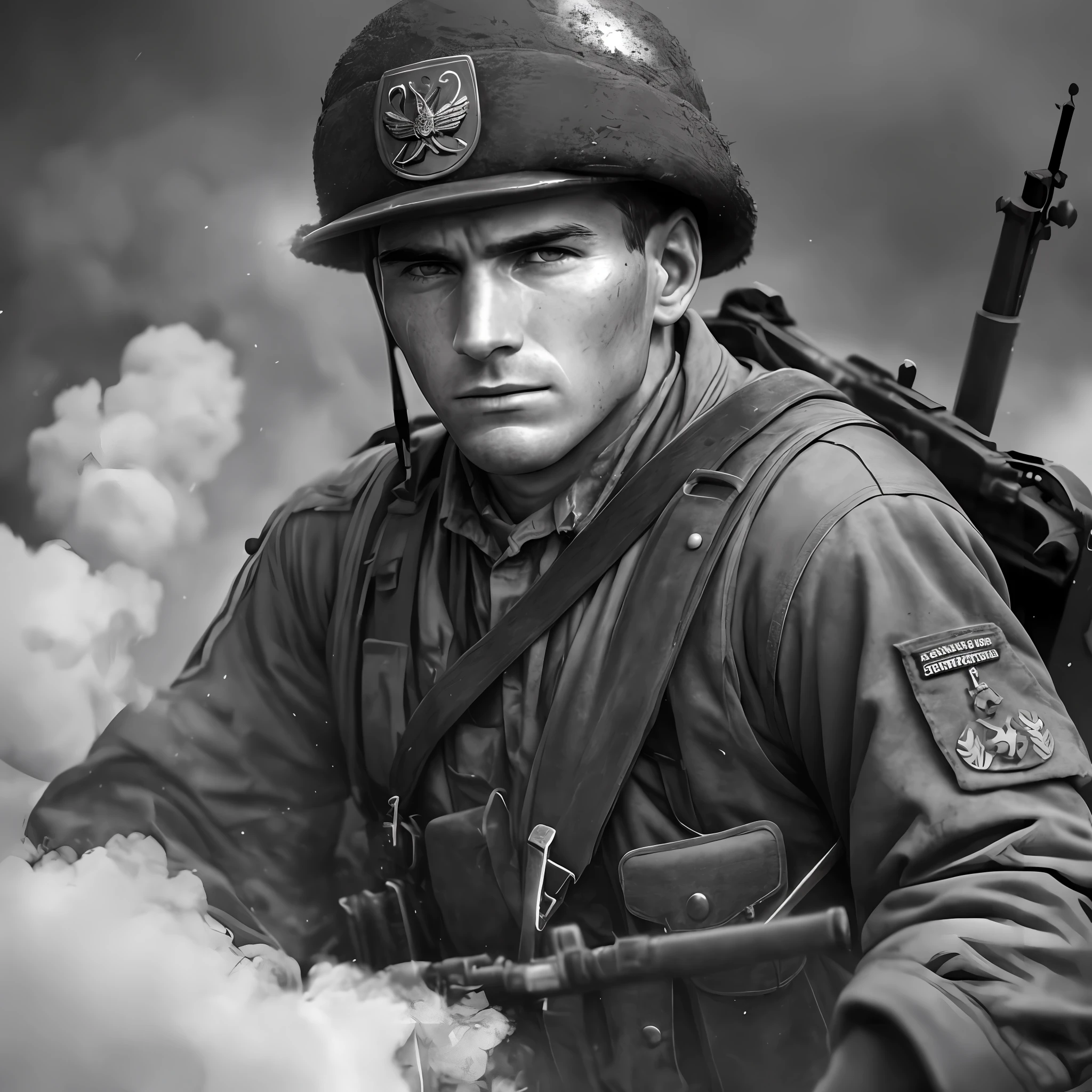 A serviceman in the U.S. Armed Forces during World War II is depicted ...