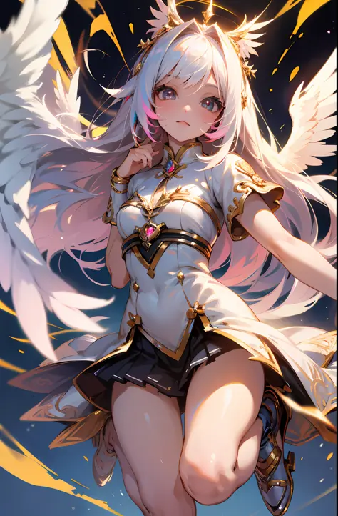 (Chibi: 1.3) (Masterpiece: 1.4), (Best Quality: 1.4), (Very Cute Angel Girl, Super Detailed Face, Jewel-like Eyes, White Very Lo...