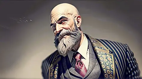 Bald old man with suit beard and smiling --auto --s2