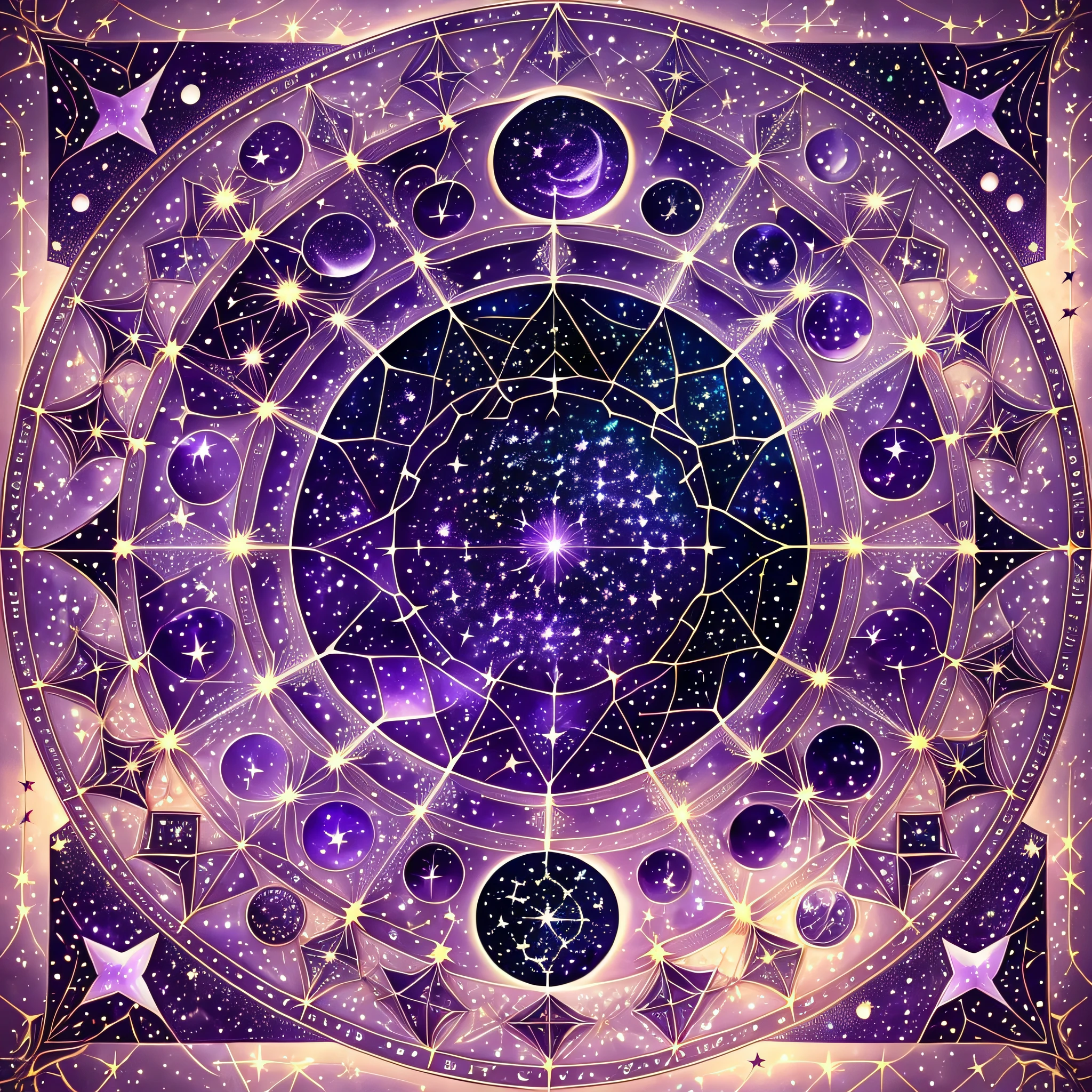 зодиакальные созвездия, звездное небо, Цвета в оттенках фиолетового, Рисование созвездий, туманность --auto --s2