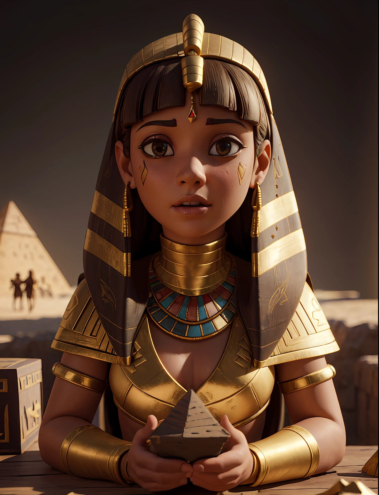 girls adventuring in egyptian pyramid mummy treasure (masterpiece:1.2) (photorealistic:1.2) (bokeh) (best quality) (detailed skin) (intricate details) (8k) (high poly) (ray tracing) (claymation) (cinematic lighting) (sharp focus)