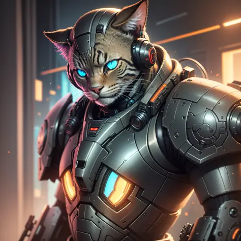 A cute cat as the doomslayer, realistic scifi cyberpunk power armor robot, closeup portrait cinematic, 8k, hdr, ((intricate details, hyperdetailed)), (backlit:1.3), (cinematic:1.3), (ArtStation:1.3) --auto --s2