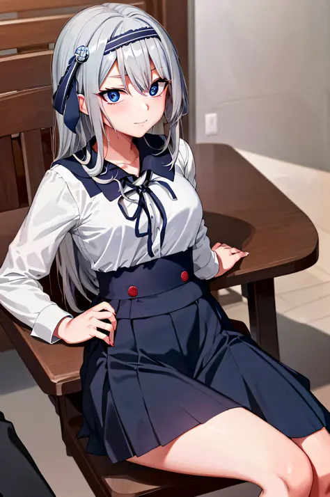 (masterpiece), (best quality), highres, ((((1girl she has gray hair with blue eyes and 1boy he has short black hair with red eye...