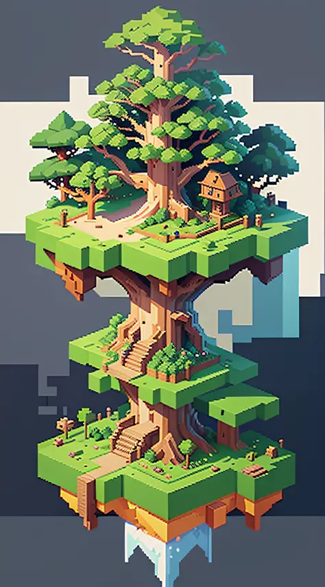 A big tree on platform pixel art, 2D digital video game art, detailed pixel artwork, detailed pixel art, super detailed game art, pixel art animation, 2d game art, game art, pixel art --auto --s2
