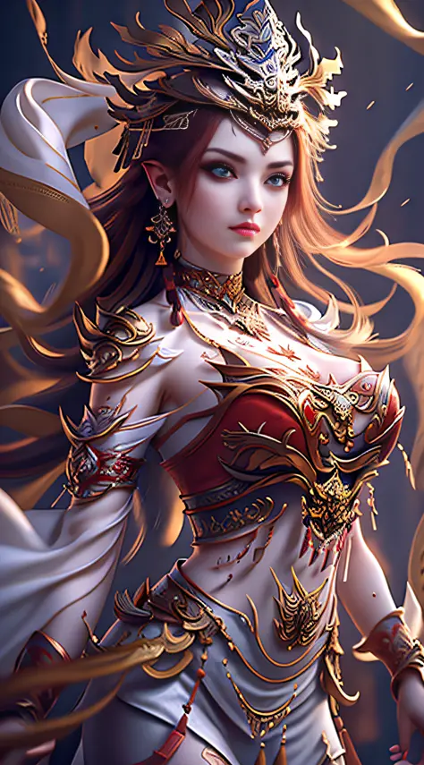 Best quality,masterpiece,ultra-detailed high res,(photorealistic:1.4),raw photo,,illustration, wanjian, multiple weapon (glowing weapon)
1 girls dancing,(solo:1.2),(cowboy shot:1.2),(hair crown:1.2),Traditional chinese dunhuang style clothes,Strapless,(red...