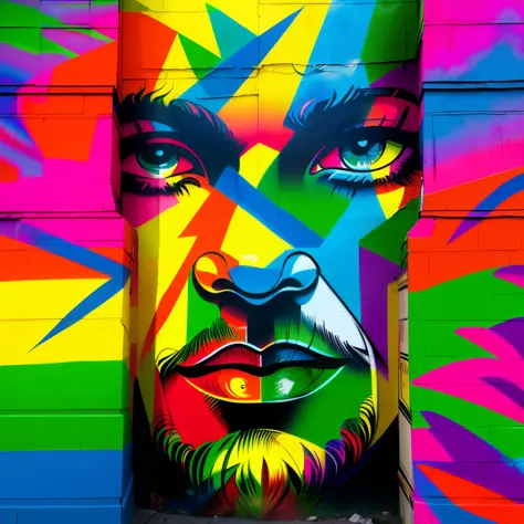 Wallpaper , Graffiti by Street Artist Eduardo Kobra ,((favela in 16k,detail )) colorful ,Rio de Janeiro,