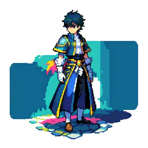 Pixel, pixel style, a boy, prince, white background, colorful, full body