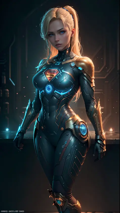 ((Best Quality)), ((Masterpiece)), (Detailed: 1.4), 3D, an image of a beautiful cyberpunk Supergirl,HDR (High Dynamic Range),Ray...