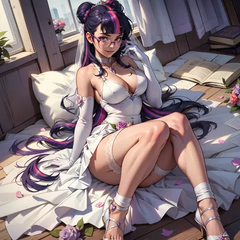 Twilighthuman, Twilight Sparkle, Twilight Sparkle from my little pony, Twilight Sparkle in the form of a girl, big breasts, lush breasts, voluminous breasts, firm breasts, shin, heels, feet, five fingers, detailed hands, two hair tones, wedding, getting ma...
