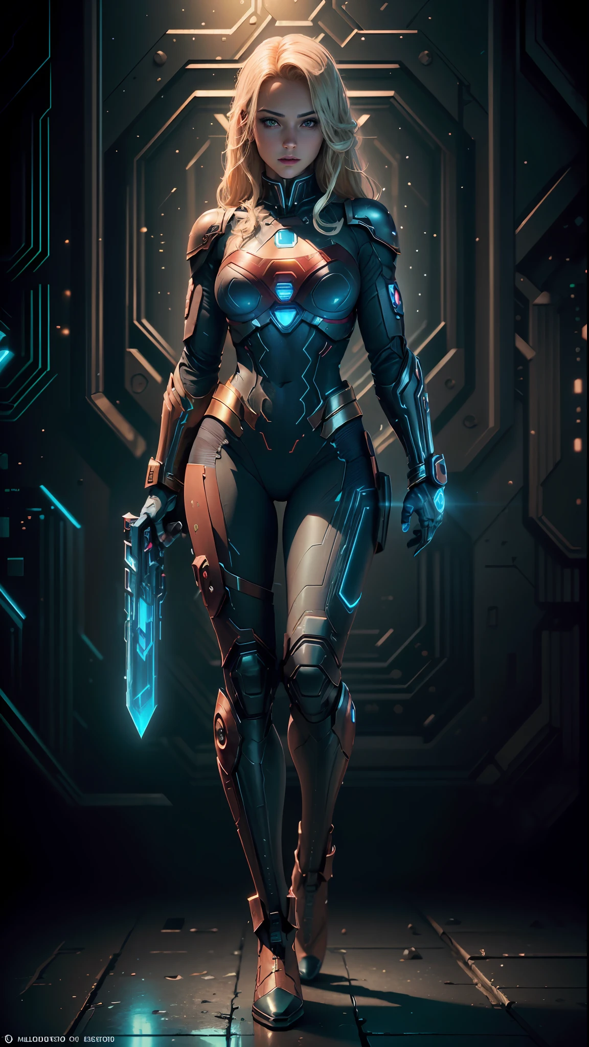 ((Best Quality)), ((Masterpiece)), (Detailed: 1.4), 3D, an image of a beautiful cyberpunk Supergirl,HDR (High Dynamic Range),Ray Tracing,NVIDIA RTX,Super-Resolution,Unreal 5,Subsurface Dispersion, PBR Texture, Post-processing, Anisotropic Filtering, Depth of Field, Maximum Clarity and Sharpness, Multilayer Textures, Albedo and Specular Maps, Surface Shading, Accurate Simulation of Light-Material Interaction, Perfect Proportions, Octane Render,  Two-Tone Lighting,Wide Aperture,Low ISO,White Balance,Rule of Thirds,8K RAW,CircuitBoardAI, Blonde Hair, Blue Eyes, Superman S Symbol on Chest, Red Color Boots.