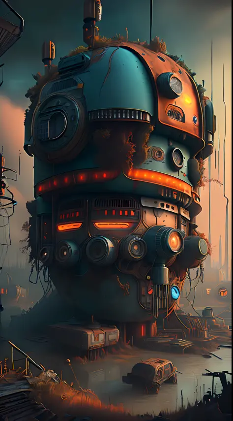 (Best quality),(masterpiece),(ultra detailed),(4k resolution),(extremely detailed) digital art, in the art style of Filip Hodas, cyberpunk post-apocalyptic style