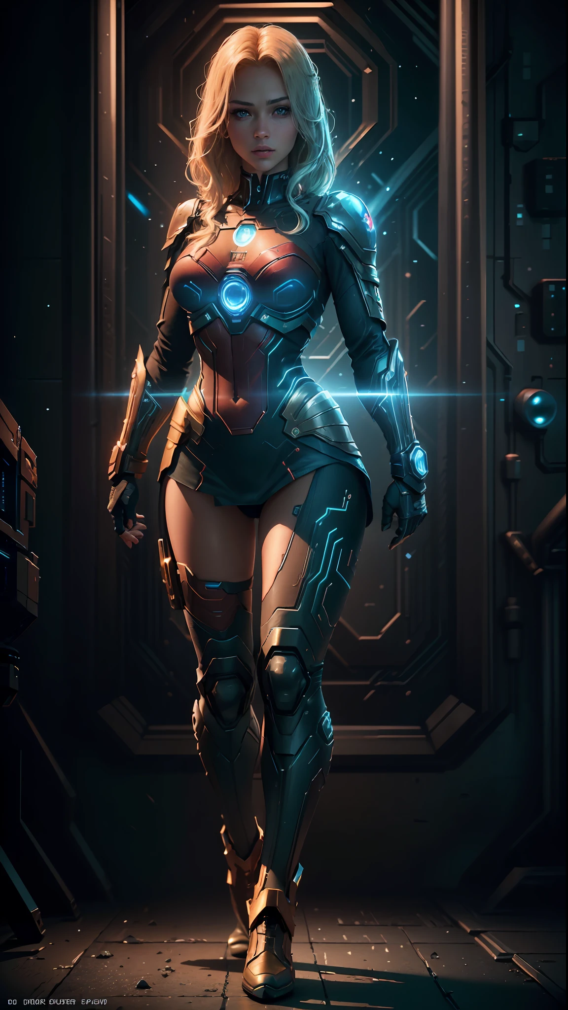 ((Best Quality)), ((Masterpiece)), (Detailed: 1.4), 3D, an image of a beautiful cyberpunk Supergirl,HDR (High Dynamic Range),Ray Tracing,NVIDIA RTX,Super-Resolution,Unreal 5,Subsurface Dispersion, PBR Texture, Post-processing, Anisotropic Filtering, Depth of Field, Maximum Clarity and Sharpness, Multilayer Textures, Albedo and Specular Maps, Surface Shading, Accurate Simulation of Light-Material Interaction, Perfect Proportions, Octane Render,  Two-Tone Lighting,Wide Aperture,Low ISO,White Balance,Rule of Thirds,8K RAW,CircuitBoardAI, Blonde Hair, Blue Eyes, Superman S Symbol on Chest, Red Color Boots.