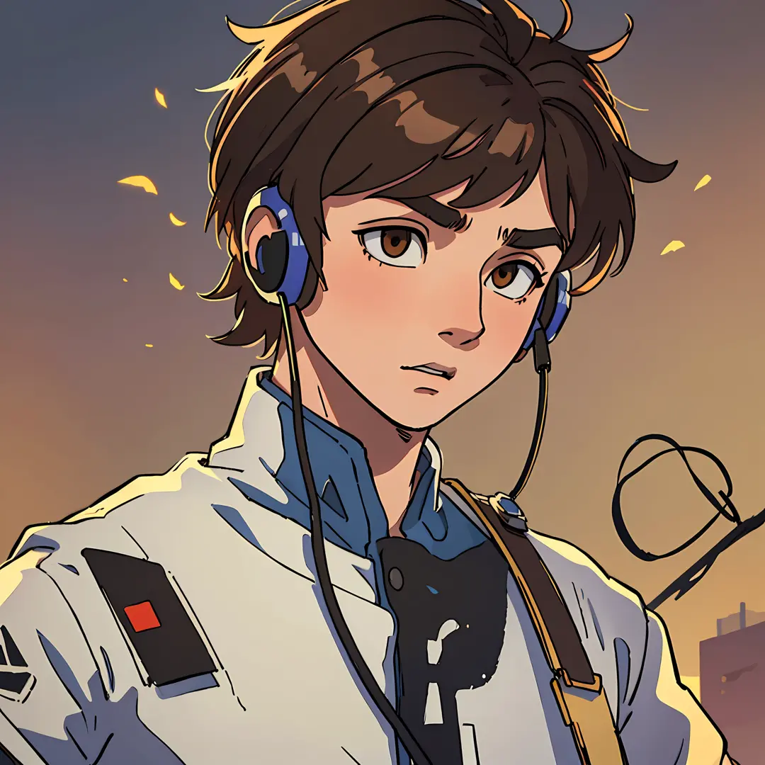 (best quality, masterpiece), 1boy, blurry background, upper body, contemporary, anime style, wearing headphones, gamer, streamer...