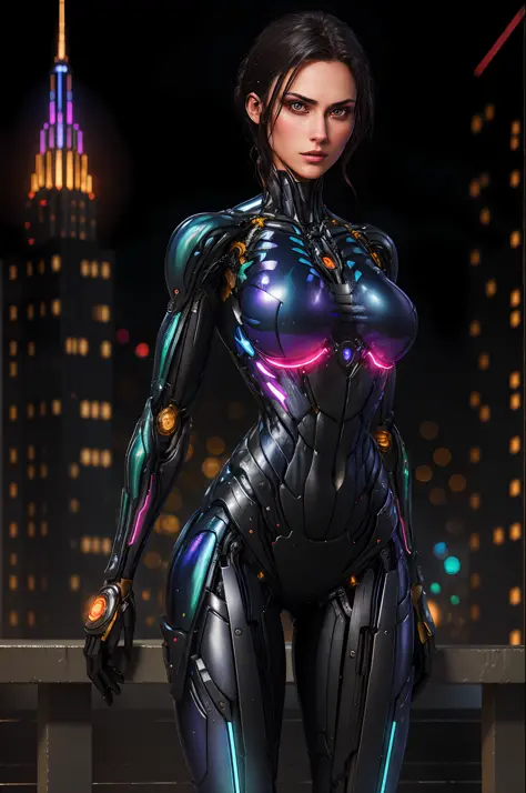 raw, 1girl, colorful, full body shot, holographic nanosuit, (masterpiece, best quality), (detailed skin:1.3, detailed face:1.3),...