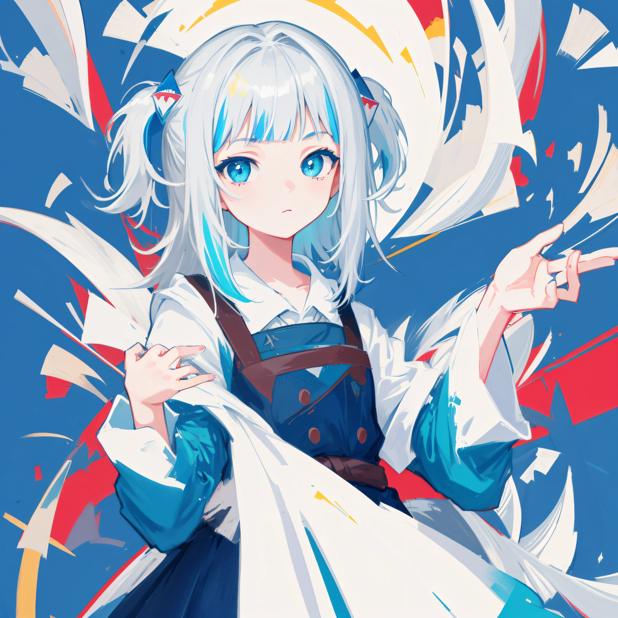 (figure: Gawr Gura), (flat color:0.9),(colorful:1.1),(masterpiece:1,2), best quality, masterpiece, highres, original, extremely detailed wallpaper, looking at viewer,1girl,独奏,Portrait