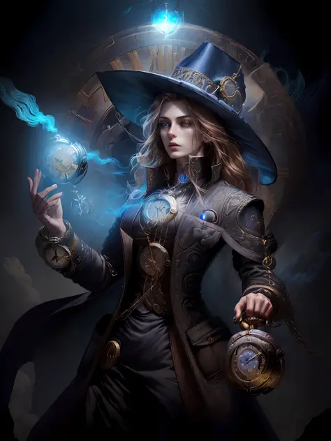 (giant pocket watch:1.5), A stunning digital artwork in the 2.5D style brings to life the mysterious and enchanting theme, enigm...